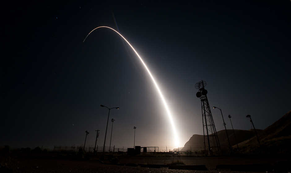 This US Air Force handout photo shows an unarmed Minuteman III intercontinental ballistic missile launches during an operational test at 12:03 a.m., PDT from Vandenberg Air Force Base, California. PHOTO: AFP
