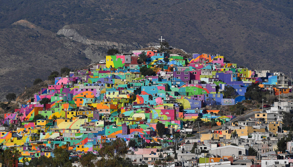 View of houses on a hill painted with vivid colours in Pachuca, Hidalgo, Mexico. PHOTO: AFP