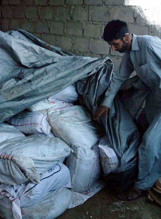 We have recovered a total 592 bags and each bag contains eight hides, explained SHO Afridi. PHOTO: PPI