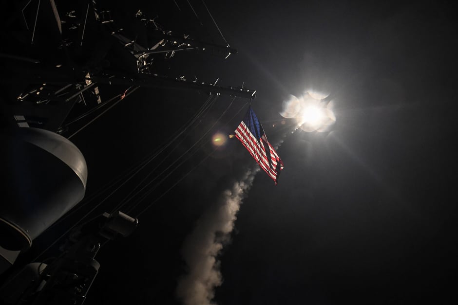 US Navy guided-missile destroyer USS Porter (DDG 78) conducts strike operations while in the Mediterranean Sea which US Defence Department said was a part of cruise missile strike against Syria. PHOTO: REUTERS