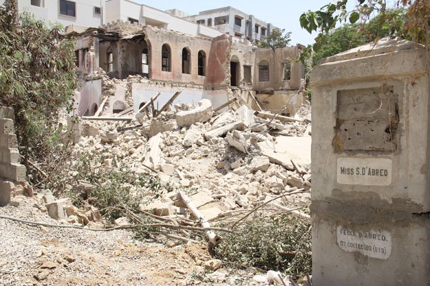 The residence of the school's founder, Sybil D'Abreo, has been reduced to rubble. PHOTO: AYESHA MIR/EXPRESS