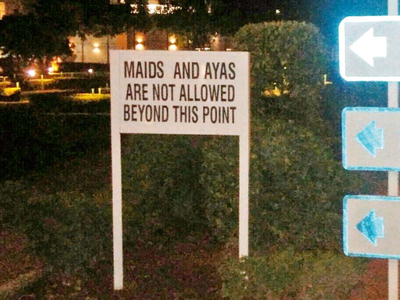 Image result for maids and ayas not allowed