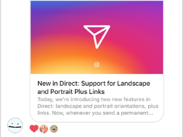 The links update is coming out on both iOS and Android users but the portrait/landscape support feature is only available for iOS for now. PHOTO: Instagram