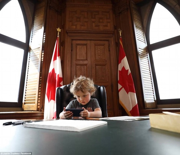 Justin Trudeau and his son Hadrien Trudeau PHOTO: JUSTIN TRUDEAU FACEBOOK