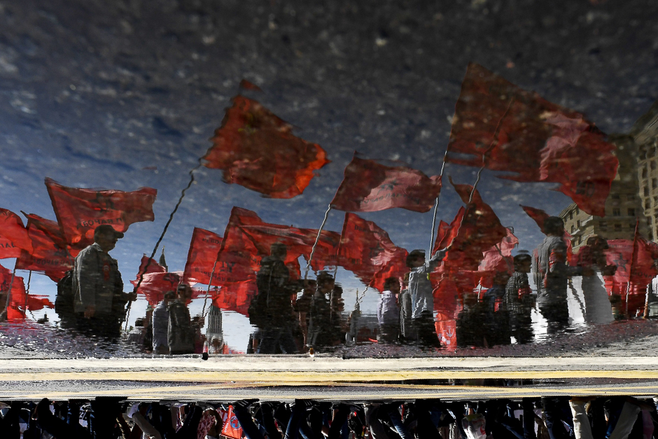 Russian Communist party supporters take part in the traditional May Day rally in central Moscow. PHOTO: AFP