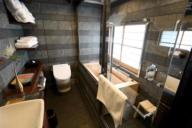 The bathroom of the Shiki-shima Suite. Photo: AFP