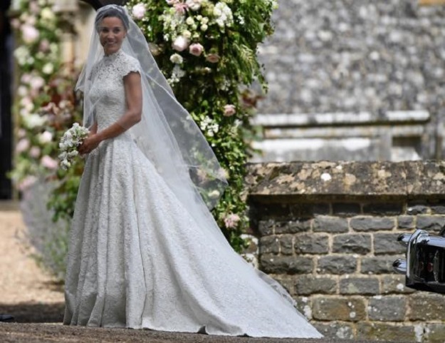 Pippa Middleton, the sister of Britain's Catherine, Duchess of Cambridge, arrives for her wedding to James Matthews at St Mark's Church in Englefield, west of London, on May 20, 2017.   PHOTO: REUTERS