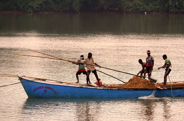 Post monsoon sand being extracted daily out of rivers near Mangalore. PHOTO: Ashwin Kamath