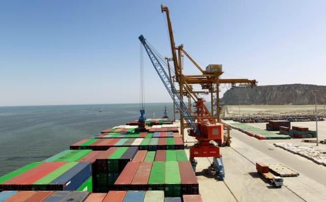 a container is loaded on to the cosco wellington the first container ship to depart after the inauguration of the china pakistan economic corridor port in gwadar november 13 2016 photo reuters