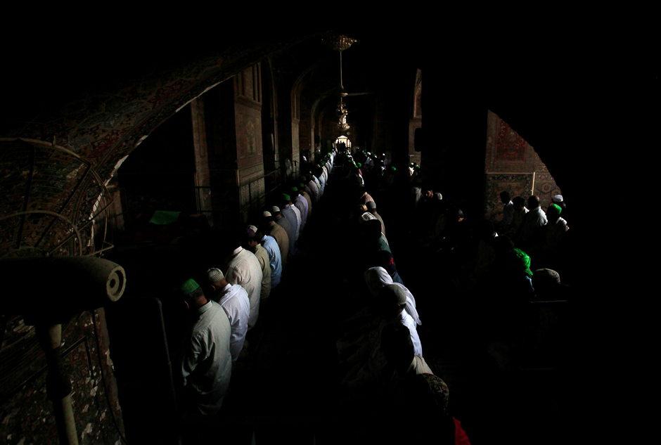 People say their prayers during Friday Prayers at the Wazir Khan mosque in Lahore, Pakistan. PHOTO: REUTERS