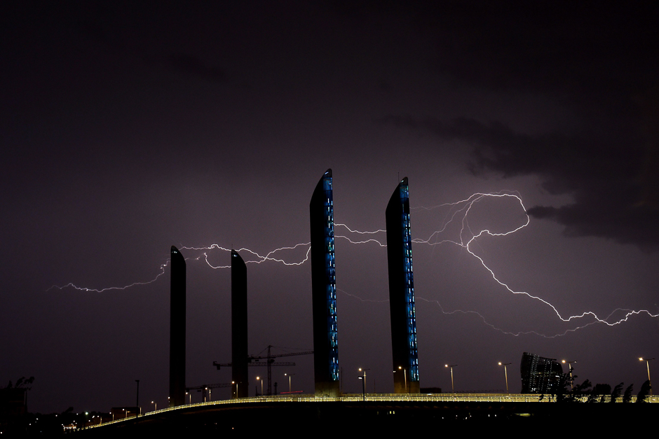 A lightning flashes above Bordeaux, southwestern France, during a storm. PHOTO: AFP