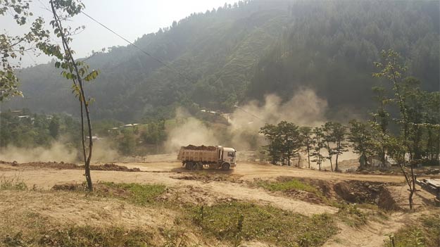 Ongoing construction work on the Hazara Expressway, Battagram. PHOTO COURTESY: Atta Ullah Nasim