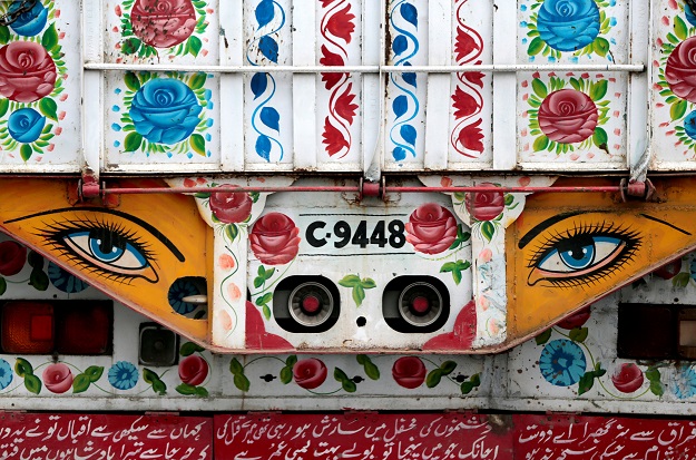 Artwork is seen on a decorated truck in Taxila, Pakistan. PHOTO: REUTERS