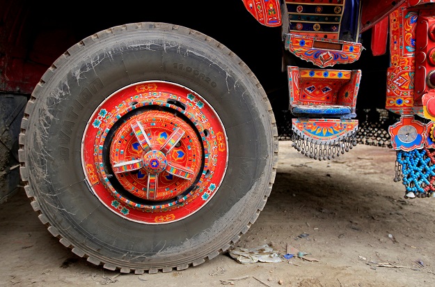 Artwork is seen on a decorated truck outside Faisalabad, Pakistan. PHOTO: REUTERS