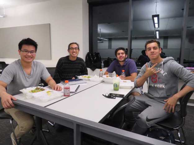rom left, Duc Mac, Viet Pham, Mina Abol and Omar Al Ekuili, all students in Bryan White’s class at University of Washington-Bothell. PHOTO: BRYAN WHITE