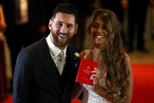 argentine soccer player lionel messi and his wife antonela roccuzzo pose at their wedding in rosario argentina photo reuters