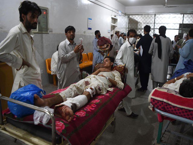 people injured in the twin blasts in parachinar being treated at a hospital in peshawar on friday june 23 2017 photo afp