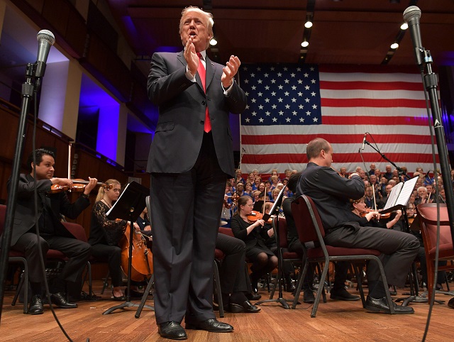 us president donald trump arrives to speak during the celebrate freedom concert at the john f kennedy center for the performing arts in washington dc on july 1 2017