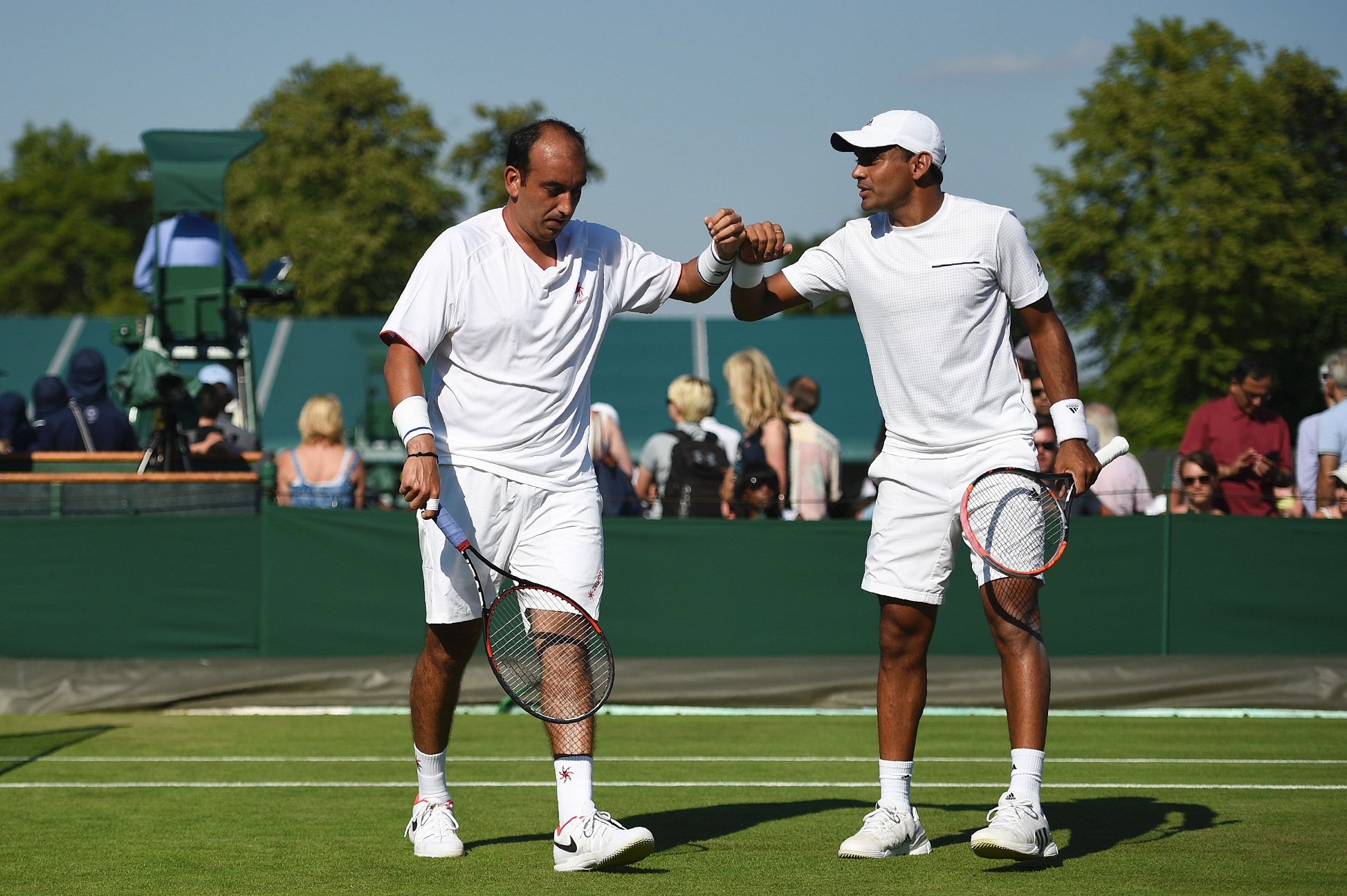 off the mark raja and sharan ended their long wait for a first victory at the all england club as they defeated kyle edmund and joao sousa 7 6 7 2 3 6 6 4 7 6 8 6 in a tense first round clash lasting more than three hours photo afp