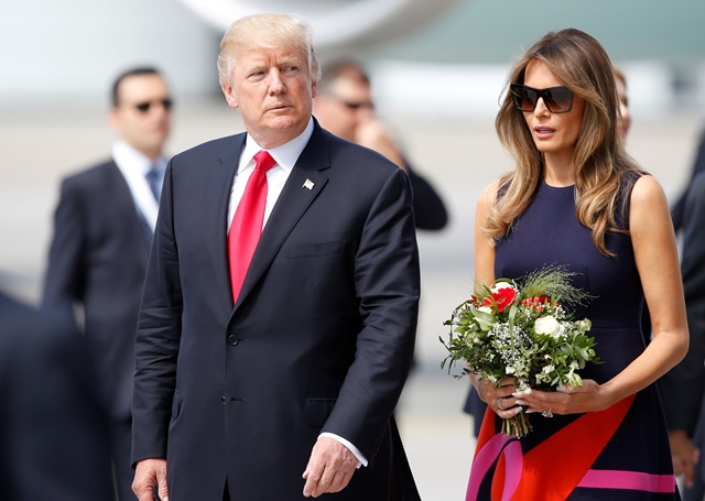 us president donald trump and first lady melania trump arrive for the g20 leaders summit in hamburg germany july 6 2017 photo reuters