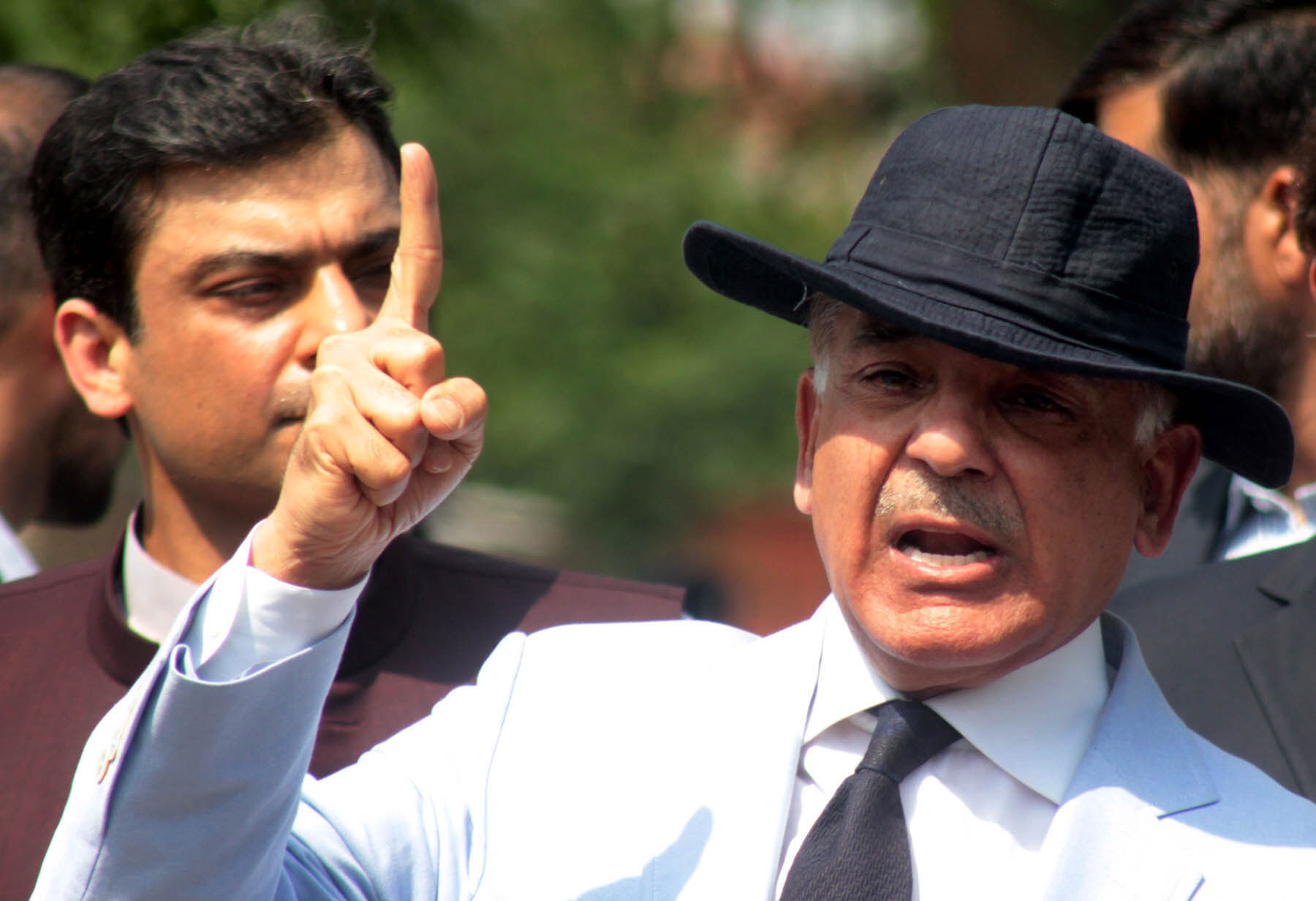 in a file photo punjab chief minister shehbaz sharif addresses media outside the federal judicial academy photo online