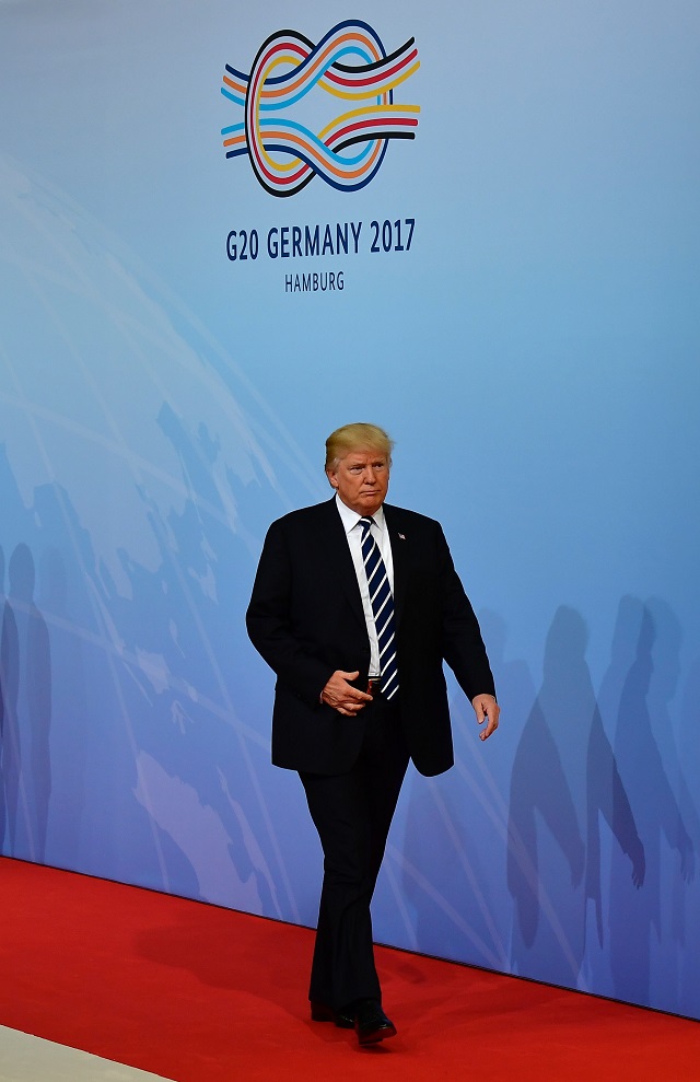 us president donald trump arrives to attend the g20 summit in hamburg northern germany on july 7 2017 leaders of the world 039 s top economies gather from july 7 to 8 2017 in germany for likely the stormiest g20 summit in years with disagreements ranging from wars to climate change and global trade photo afp