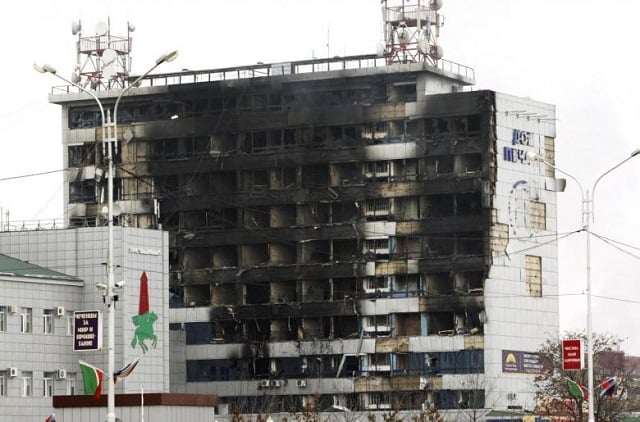 the burnt exterior of the press house a local media agency is seen in the chechen capital grozny december 4 2014 photo reuters