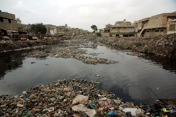 extensive cleaning work is required in the gujjar nullah which has been a dumping ground for solid waste over the years photo athar khan