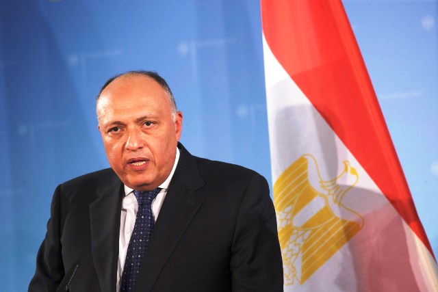 sameh shoukry at a press conference photo afp