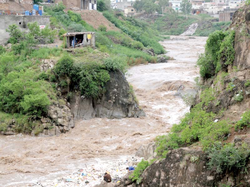 a view of nullah leh in rawalpindi where monsoon rains have raised the water level photo agha mehroz express