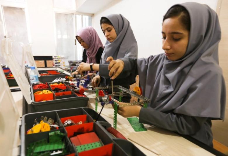 members of afghan robotics girls team which was denied entry into the united states for a competition photo reuters