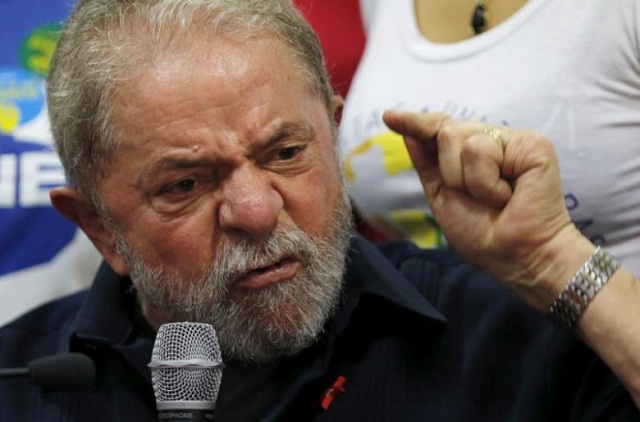 former brazilian president luiz inacio lula da silva gives a statement to the media after being detained for questioning in a federal investigation of a bribery and money laundering scheme in sao paulo brazil march 4 2016 photo reuters