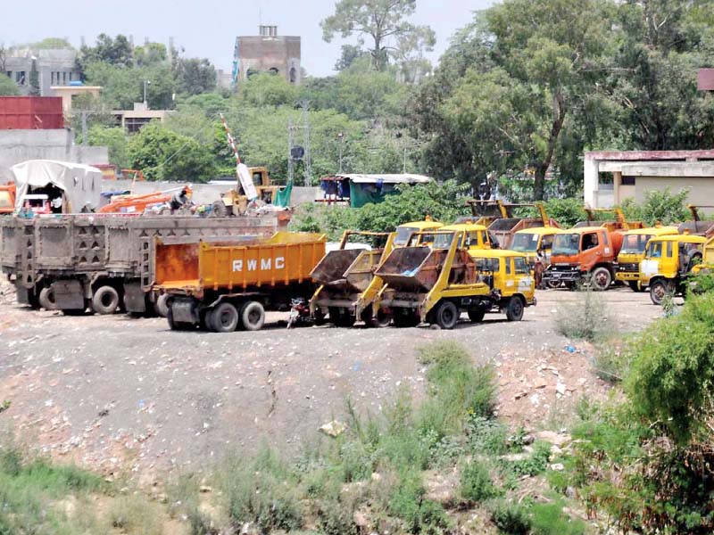 earthmoving machinery taking part in the nullah leh operation are parked at liaquat bagh photo nni