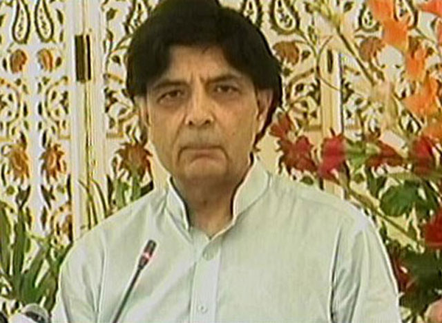 interior minister chaudhry nisar ali khan addresses a press conference in islamabad on thursday july 27 2017 express news screengrab