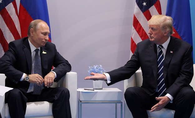 U.S. President Donald Trump meets with Russian President Vladimir Putin during the their bilateral meeting at the G20 summit in Hamburg, Germany. PHOTO: REUTERS