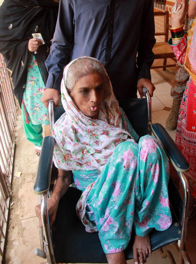There were no facilities for differently-abled or elderly voters who could not climb stairs. PHOTO: ATHAR KHAN/EXPRESS