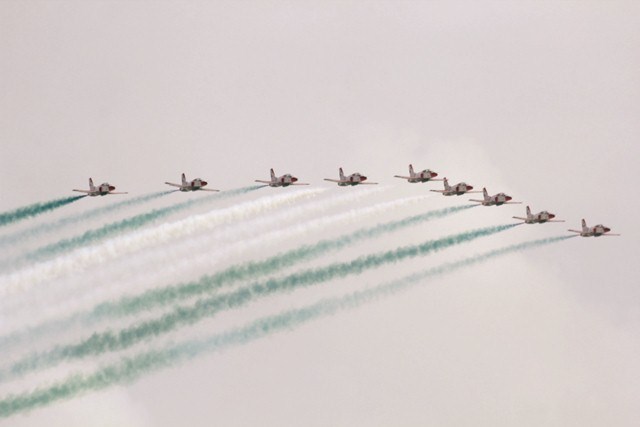 The air show featured Solo Turk - the famous aerobatic team of the Turkish Air Force - and the internationally acclaimed Saudi Hawks of the Royal Saudi Air Force. PHOTO: ATHAR KHAN/EXPRESS