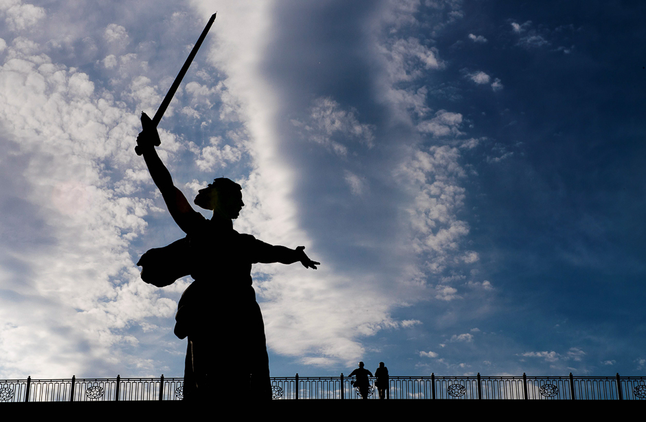 A photo shows the Mamayev Kurgan WWII memorial complex with The Motherland Calls statue in Volgograd. Volgograd will host several games of the FIFA World Cup. PHOTO: AFP