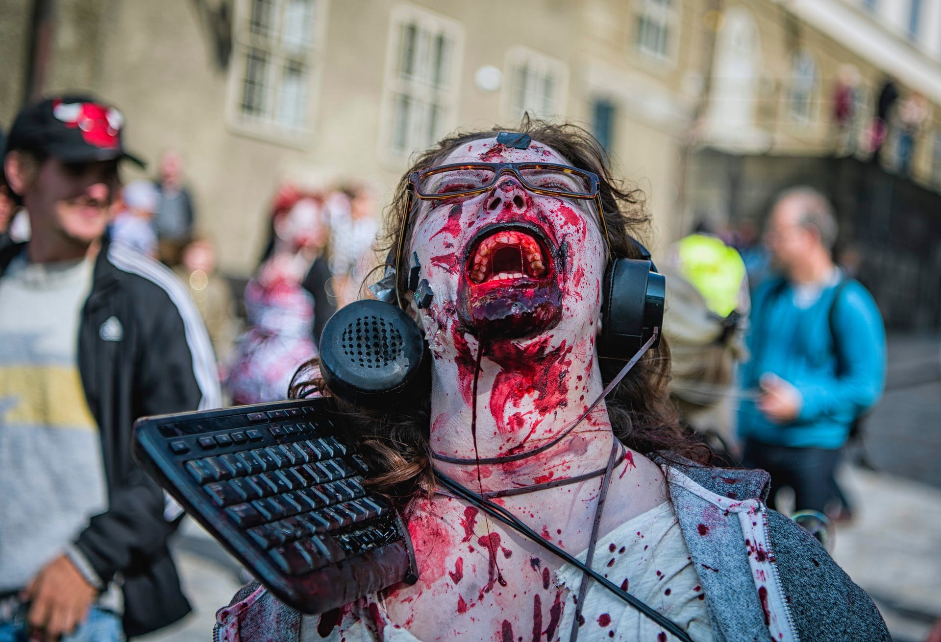 A woman dressed up as a zombie participates in a zombie walk, Stockholm, Sweden. PHOTO: AFP