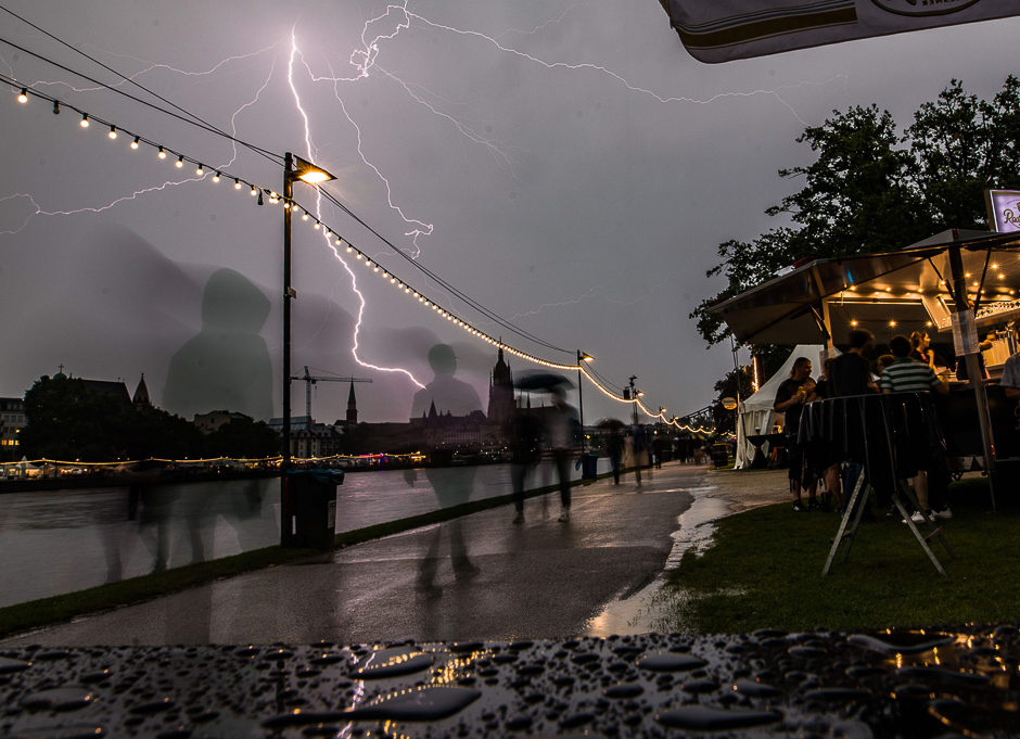Lightning strikes in Frankfurt am Main, western Germany during a summer rain storm. PHOTO: AFP