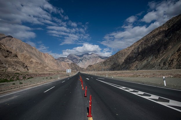 The China-Pakistan Friendship Highway before the Karakorum mountain range near Tashkurgan in China's western Xinjiang province. PHOTO: AFP