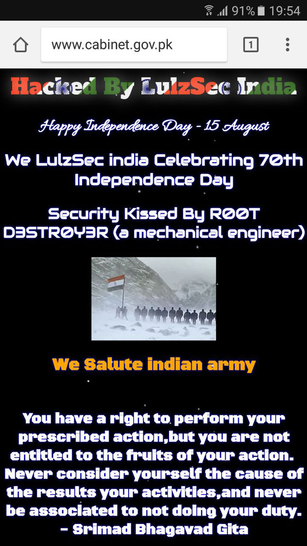 Indian Hackers Deface Govt Websites As Country Marks Independence