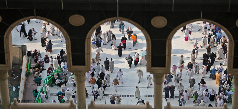 Worshippers walk around the Holy Kaaba prior to the start of the Hajj. PHOTO: AFP