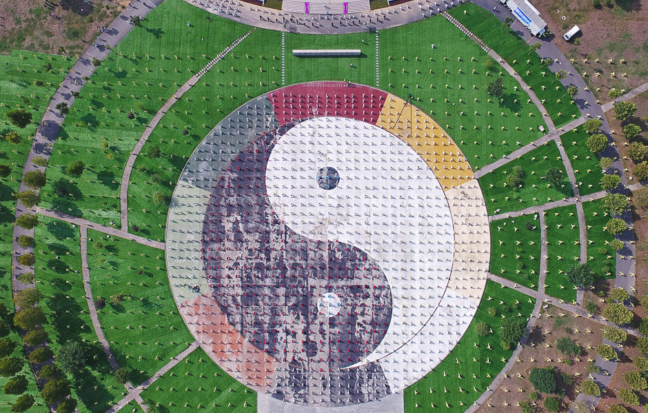 Ten thousands of enthusiasts practicing Taichi at the International Exchange Centre of Taichi Culture in Jiaozuo in China's central Henan province. PHOTO: AFP