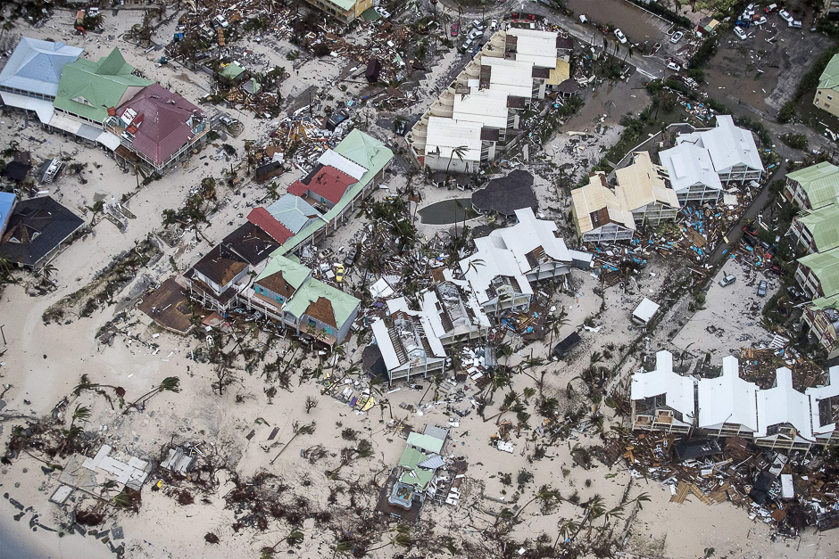 An aerial photography taken and released by the Dutch department of Defence shows the damage of Hurricane Irma in Philipsburg, on the Dutch Caribbean island of Sint Maarten. PHOTO: AFP