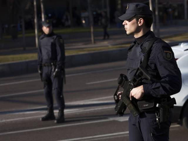 An armed Spanish police office PHOTO: REUTERS