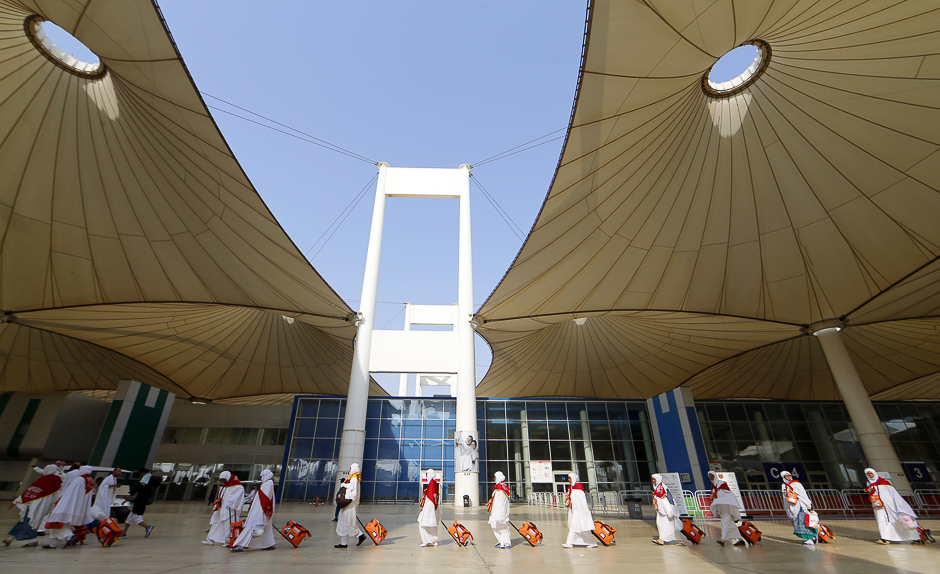 Pilgrims arrive at Jeddah airport. PHOTO: AFP