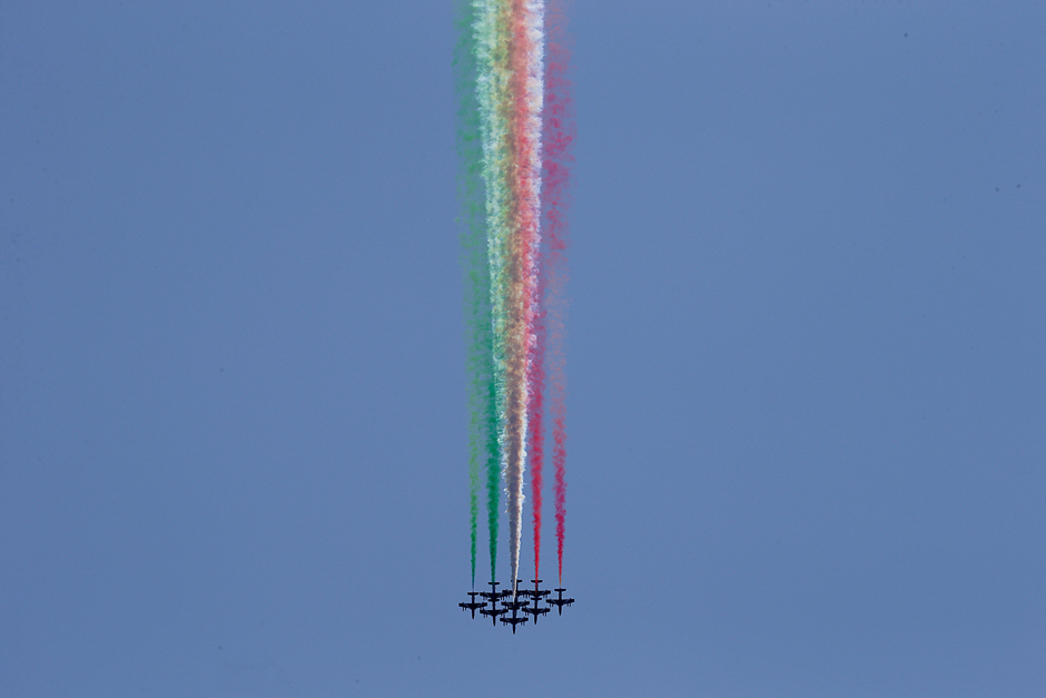 Formula One - F1 - Italian Grand Prix 2017 - Monza, Italy - September 3, 2017 The Frecce Tricolori flies over the track before the race REUTERS/Max Rossi. PHOTO: REUTERS