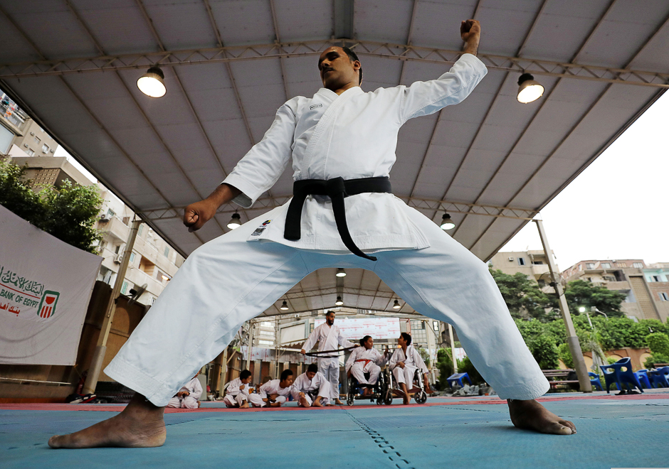 Sabri Attiya, a visually impaired karate instructor, trains in Cairo, Egypt. PHOTO: REUTERS