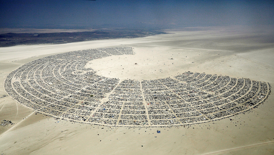 Black Rock City, a gathering of approximately 70,000 people that is created annually for the Burning Man arts and music festival, is seen in the Black Rock Desert of Nevada, US. PHOTO: REUTERS